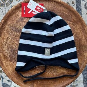 Reima Black and White Striped Kids Hat